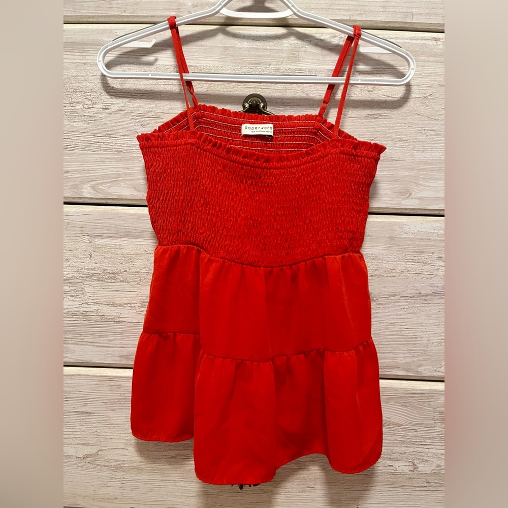 Paper Crane Red Tiered Sleeveless Top - Size M
